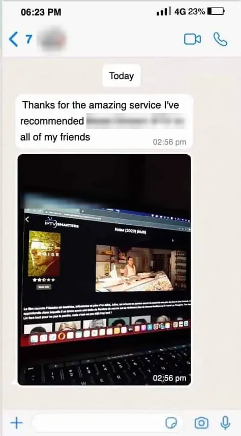 Message WhatsApp d’un client 6