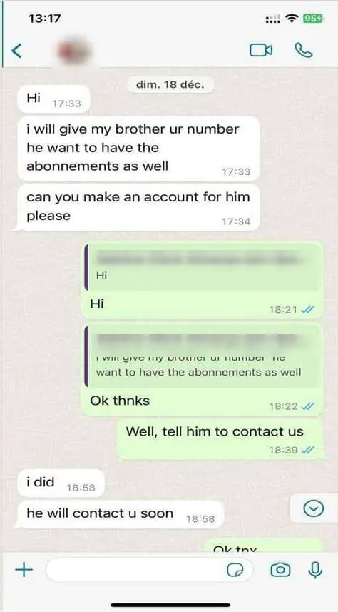 Message WhatsApp d’un client 9